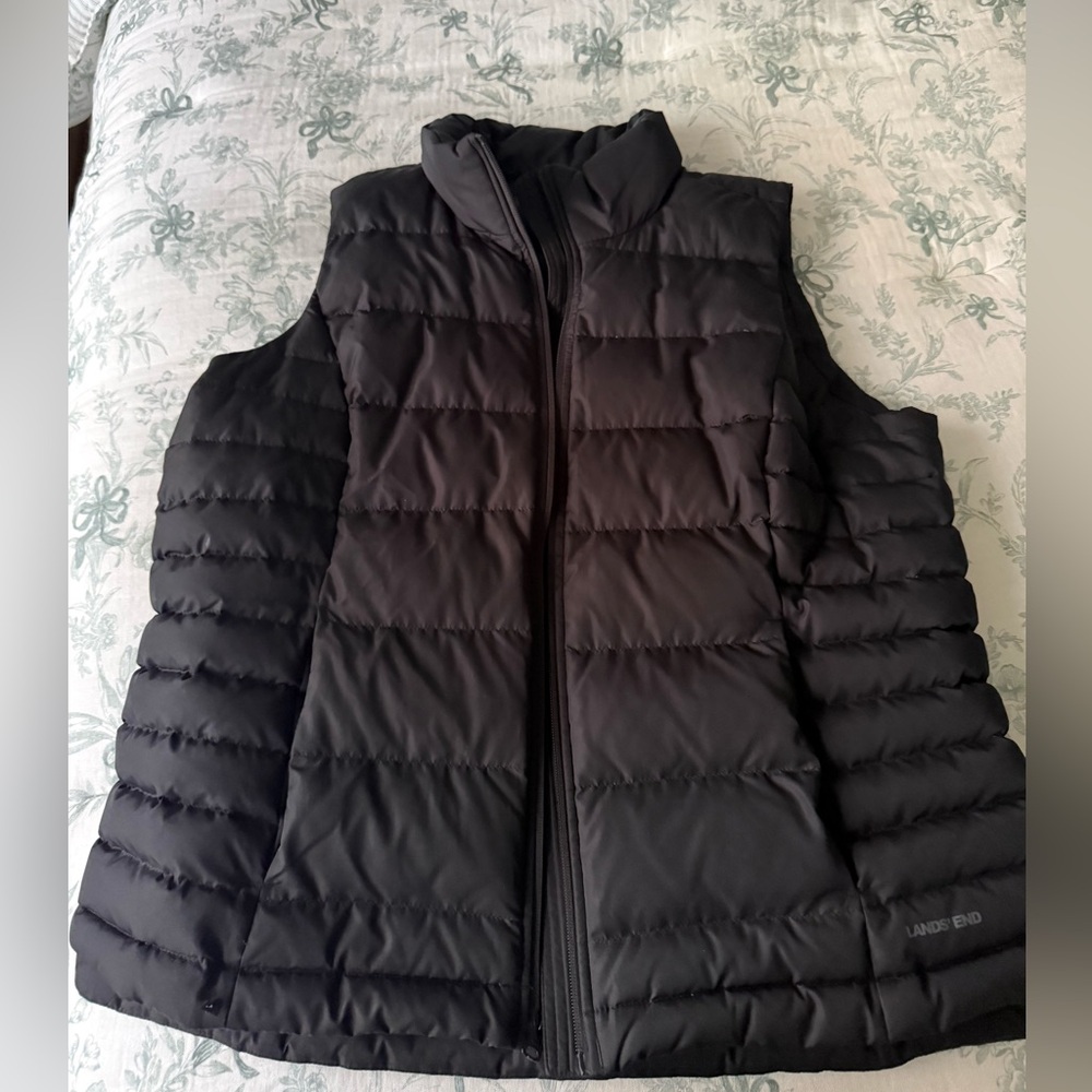 Lands' End Quilted Black Vest